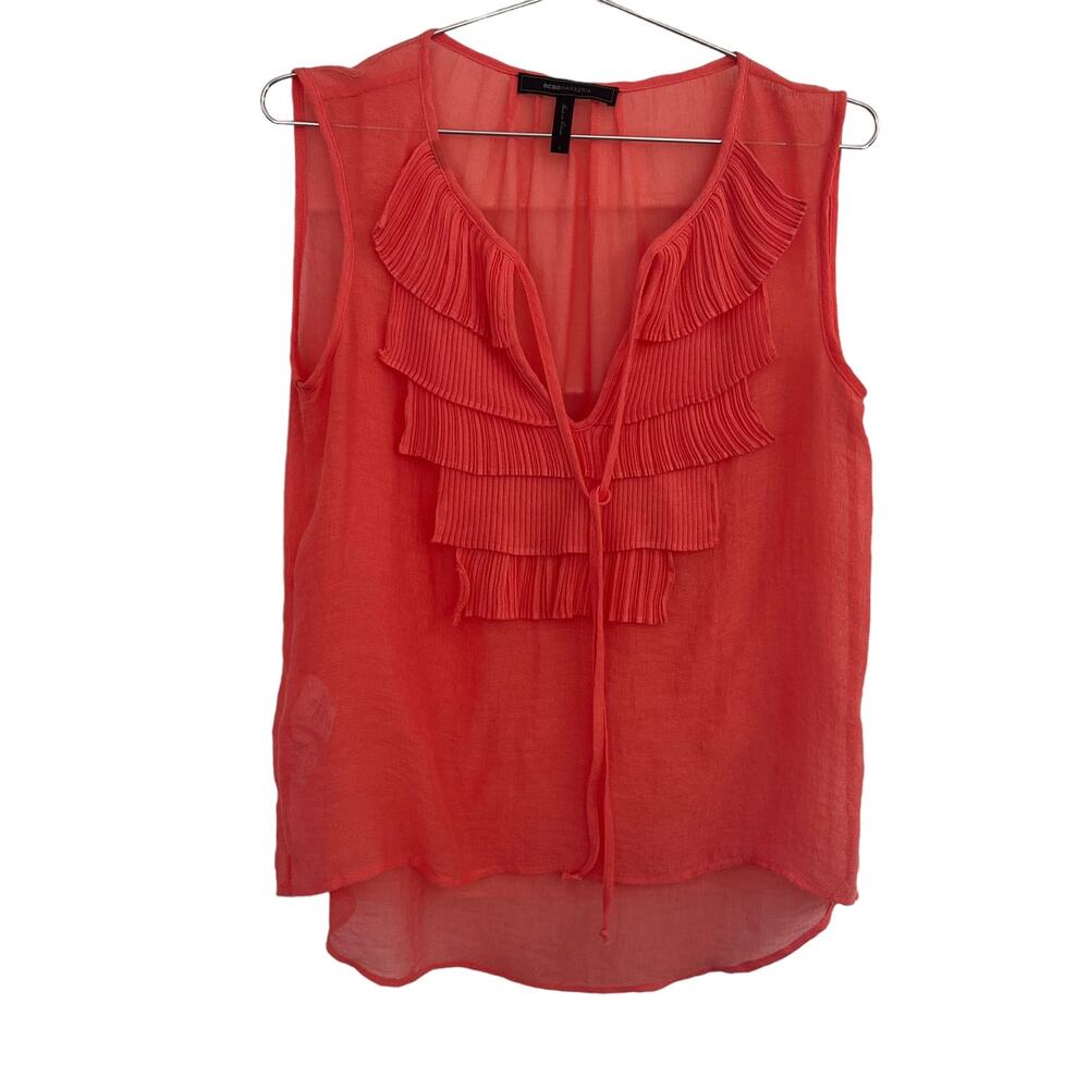 BCBG MaxAzria Coral Sleeveless Pleated Bib Top S